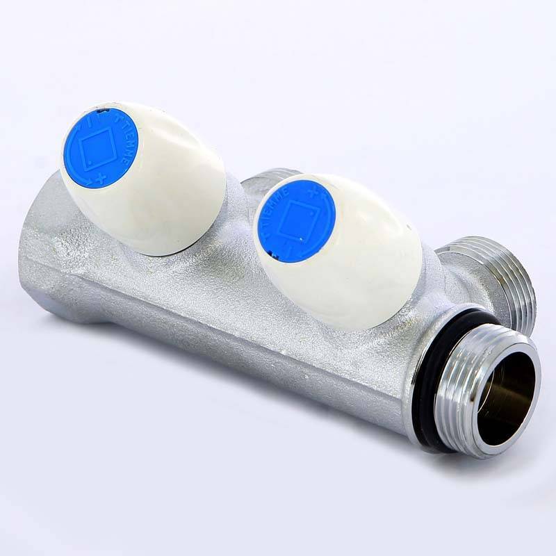 Коллектор с вентилями Tiemme 3/4х3/4 EK 2 выхода 50 мм 1860026