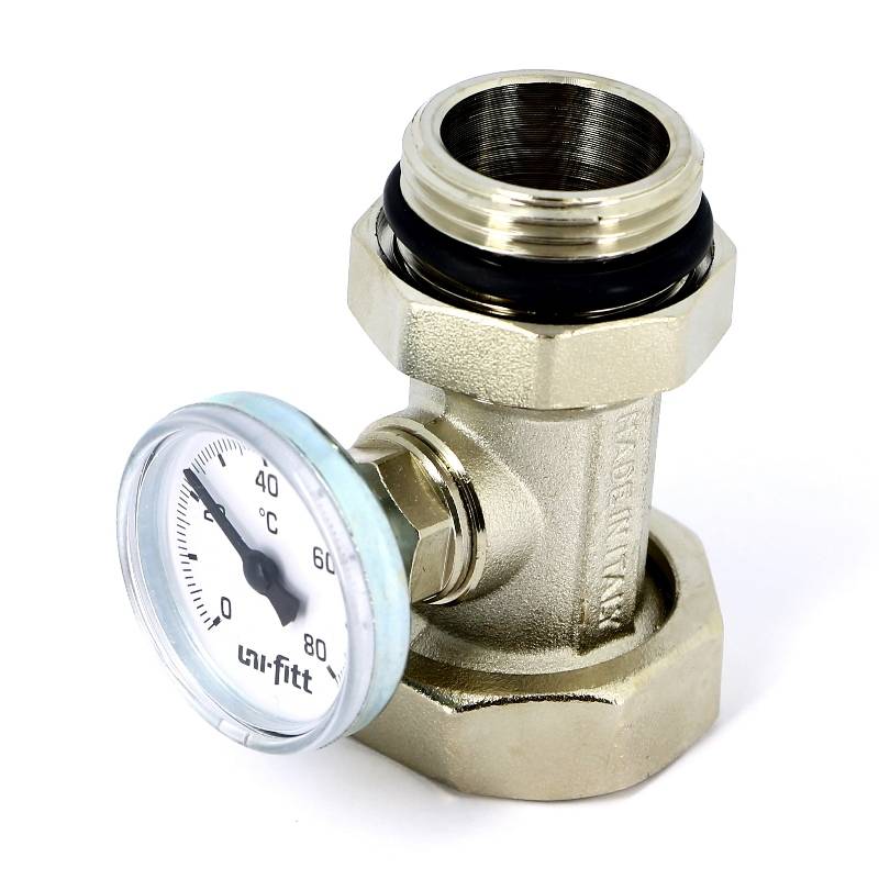 Соединение с накидной гайкой НВ Uni-Fitt 1 x 1 1/4 никелированное с термометром 628N4500