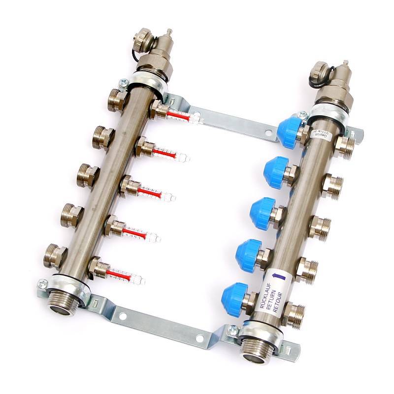 Коллекторная группа Uni-Fitt 1 x 3/4 5 выходов с расходомерами и термостатическими вентилями 455W4305
