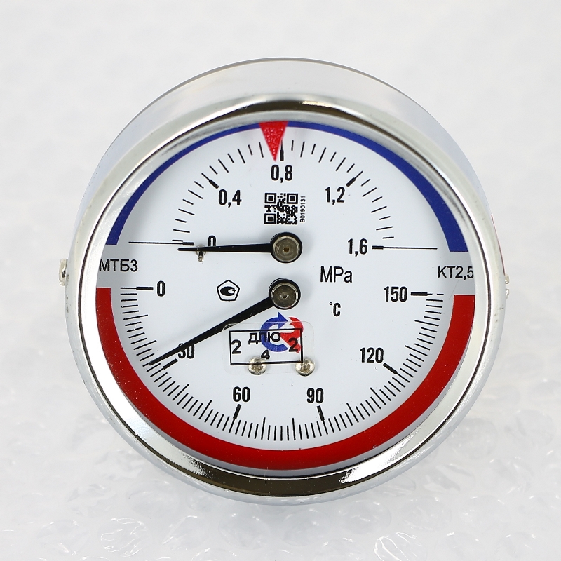 Термоманометр ТМТБ-31Т.1 80/16 (1/2, 16 бар, 150'С, 2,5) аксиальный