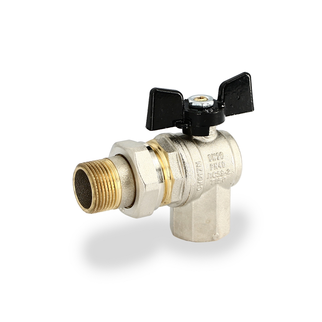 Кран с разъемным соединением угловой НВ 3/4' бабочка OREGON серия 594 полный проход