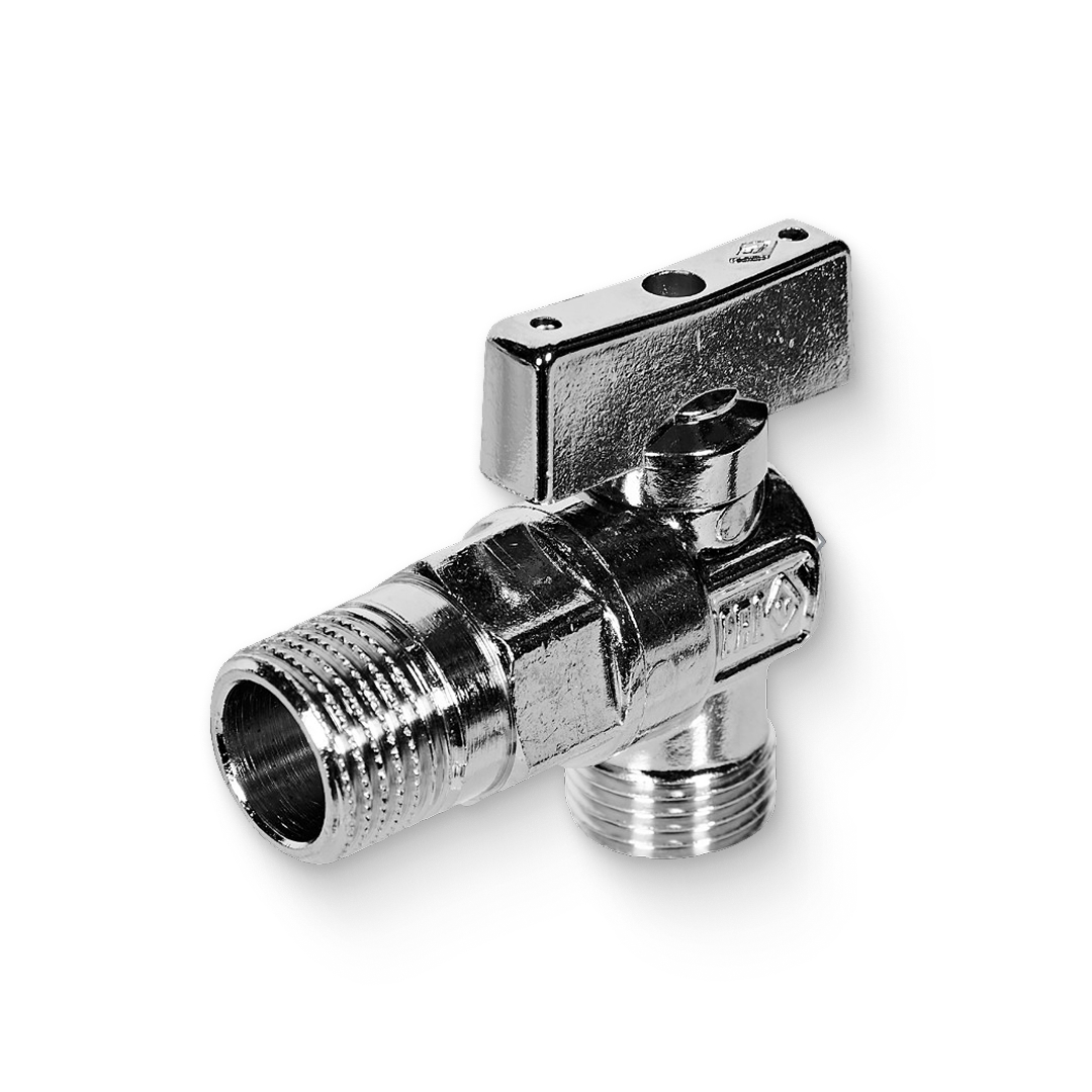 Кран НН 1/2'х1/2'  угловой шаровой  MIAMI c розеткой 1/2' из нерж. стали, для подкл. бачков