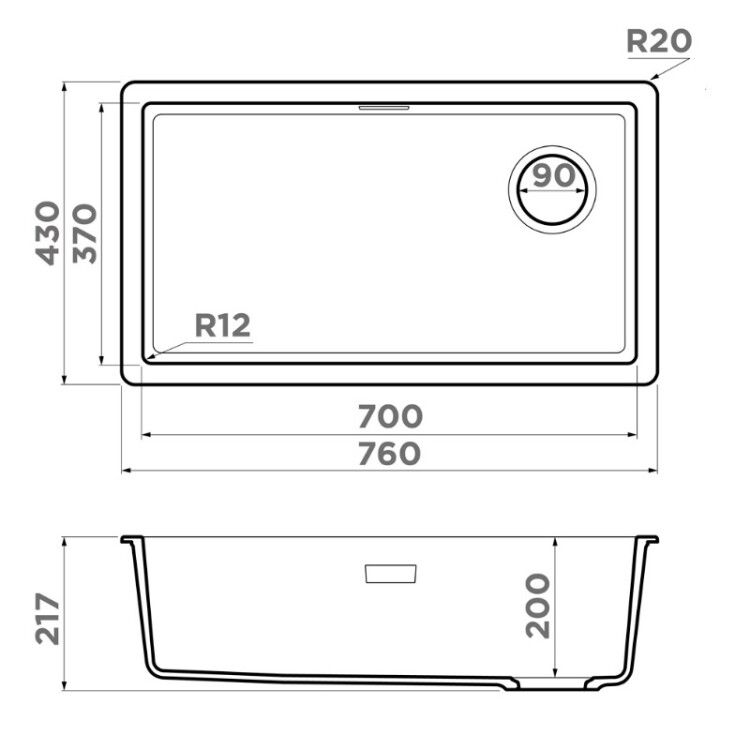 Мойка для кухни OMOIKIRI Kata Side 76-U 760x430 мм Leningrad grey 4997589