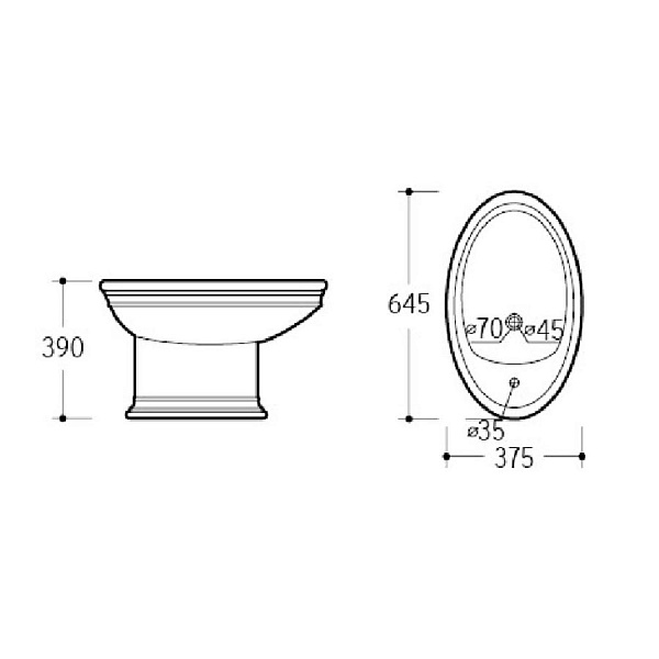 Биде напольное Boheme Puro 37,5х64,5х39 см белый 960
