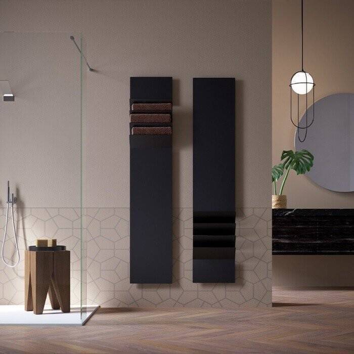 Полотенцесушитель электрический Antrax IT Flaps A 350x1710 мм Schuko черный матовый ECFPA171001BNEOP