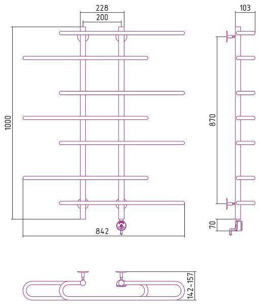 Полотенцесушитель электрический Стилье Формат 15 90x100 см без покрытия 00514-1090