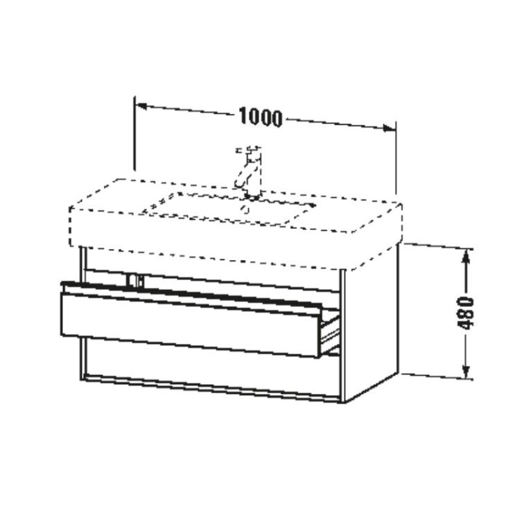 Тумба под раковину Duravit Ketho 1000x455x480 мм подвесная базальт матовый KT664104343