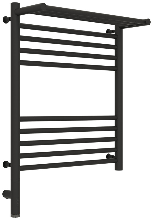 Полотенцесушитель электрический Сунержа Богема 3.0 с 1 полкой 500x600 мм МЭМ нижнее слева темный титан муар 1558066050