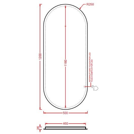Зеркало Artceram Archi Arco 500x1200 мм с LED-подсветкой ACS014