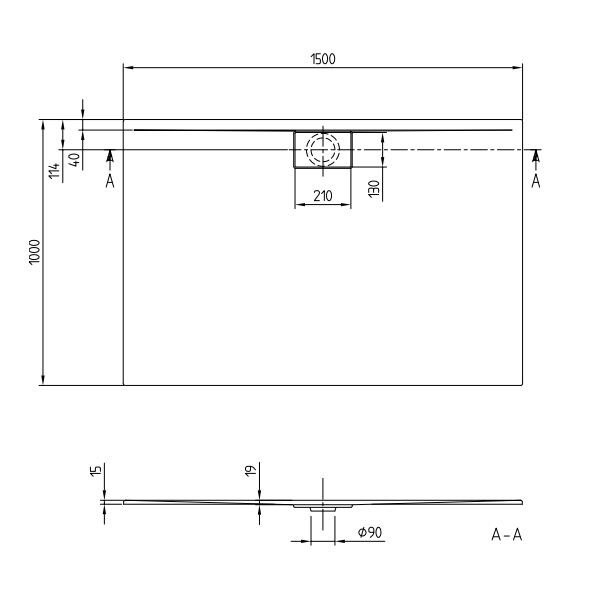 Душевой поддон Villeroy & Boch Architectura Metalrim 1500x1000x15 мм белый UDA1510ARA215V01