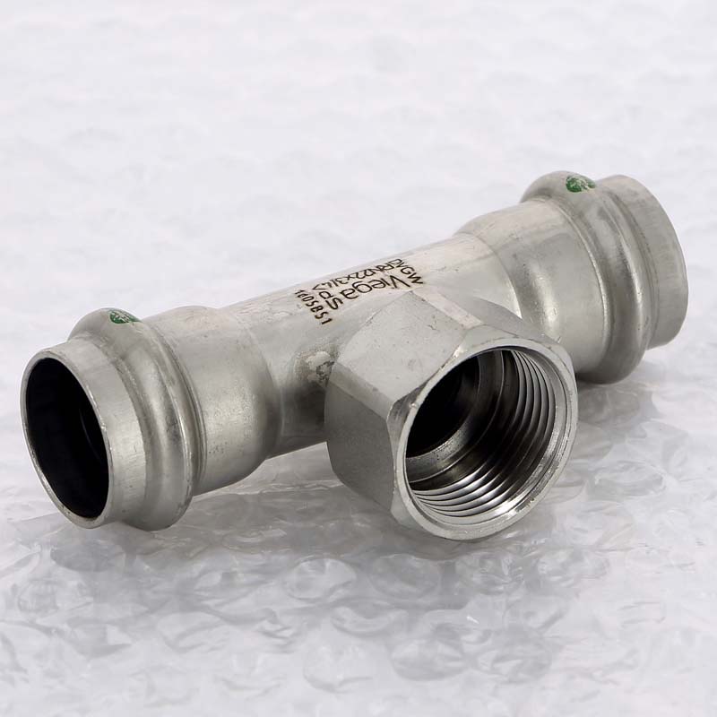 Тройник пресс Sanpress Inox Viega нержавеющая сталь 22х3/4х22 мм ВР 437183