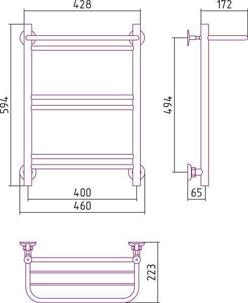 Полотенцесушитель водяной Стилье Версия-Н1 40x60 см черный 17621-6040