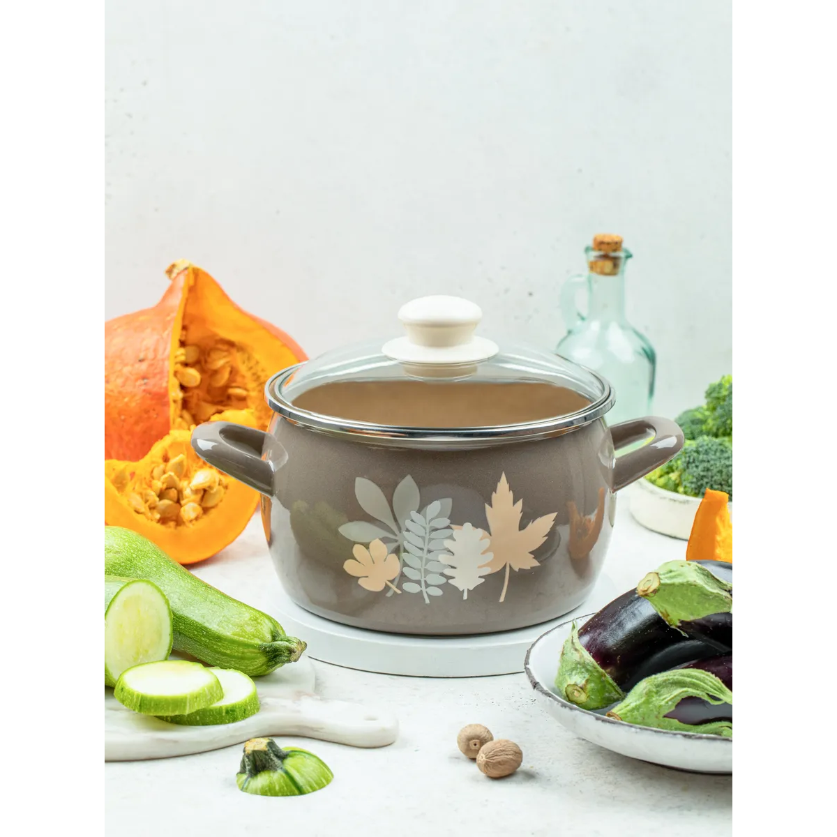 Кастрюля эмалированная Metrot Осенняя соната 5.7 л 7263