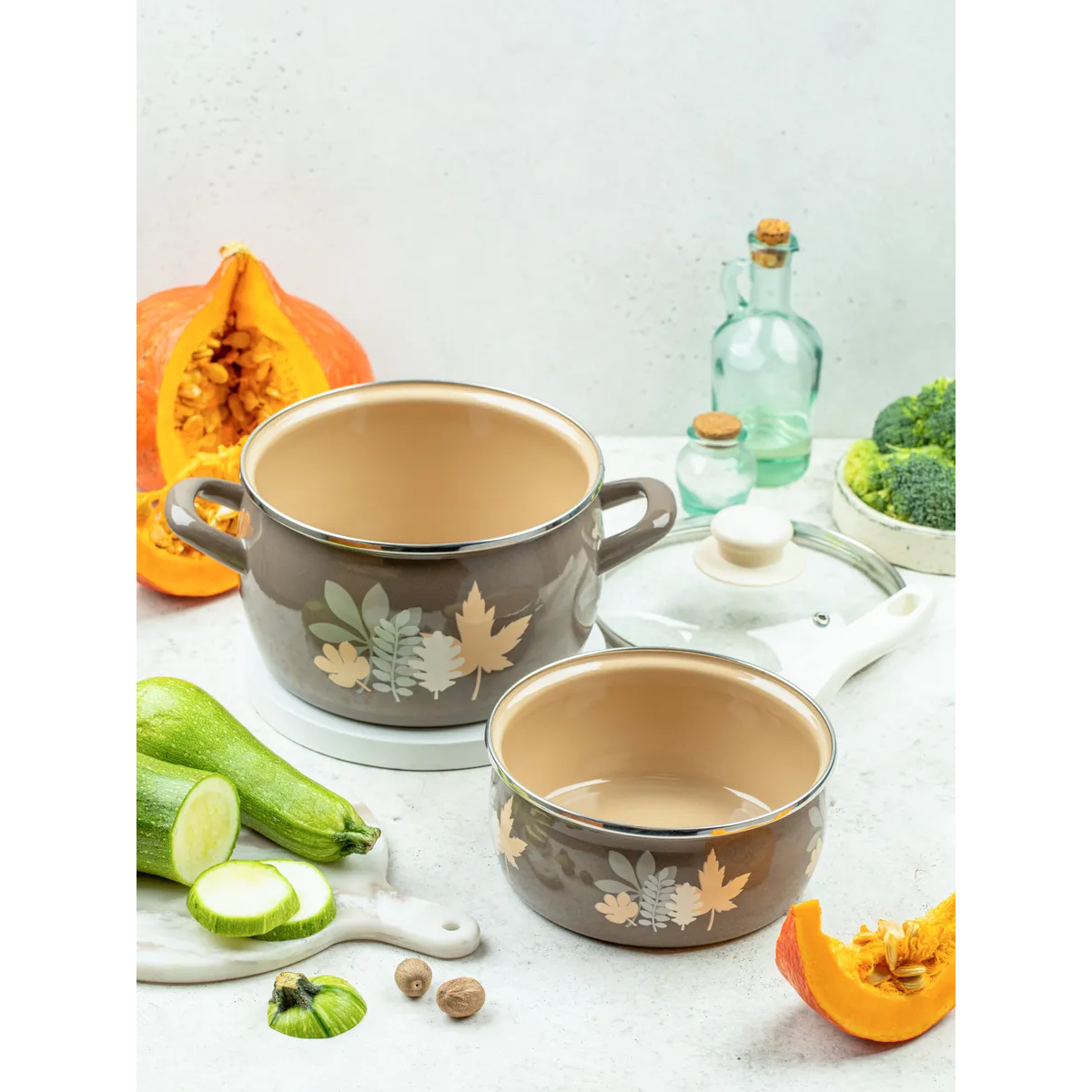 Кастрюля эмалированная Metrot Осенняя соната 5.7 л 7263