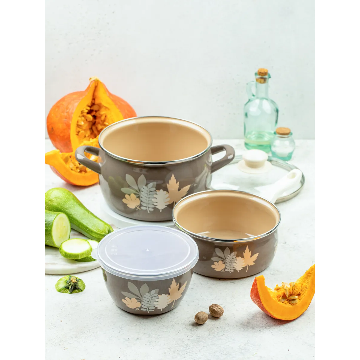 Кастрюля эмалированная Metrot Осенняя соната 5.7 л 7263