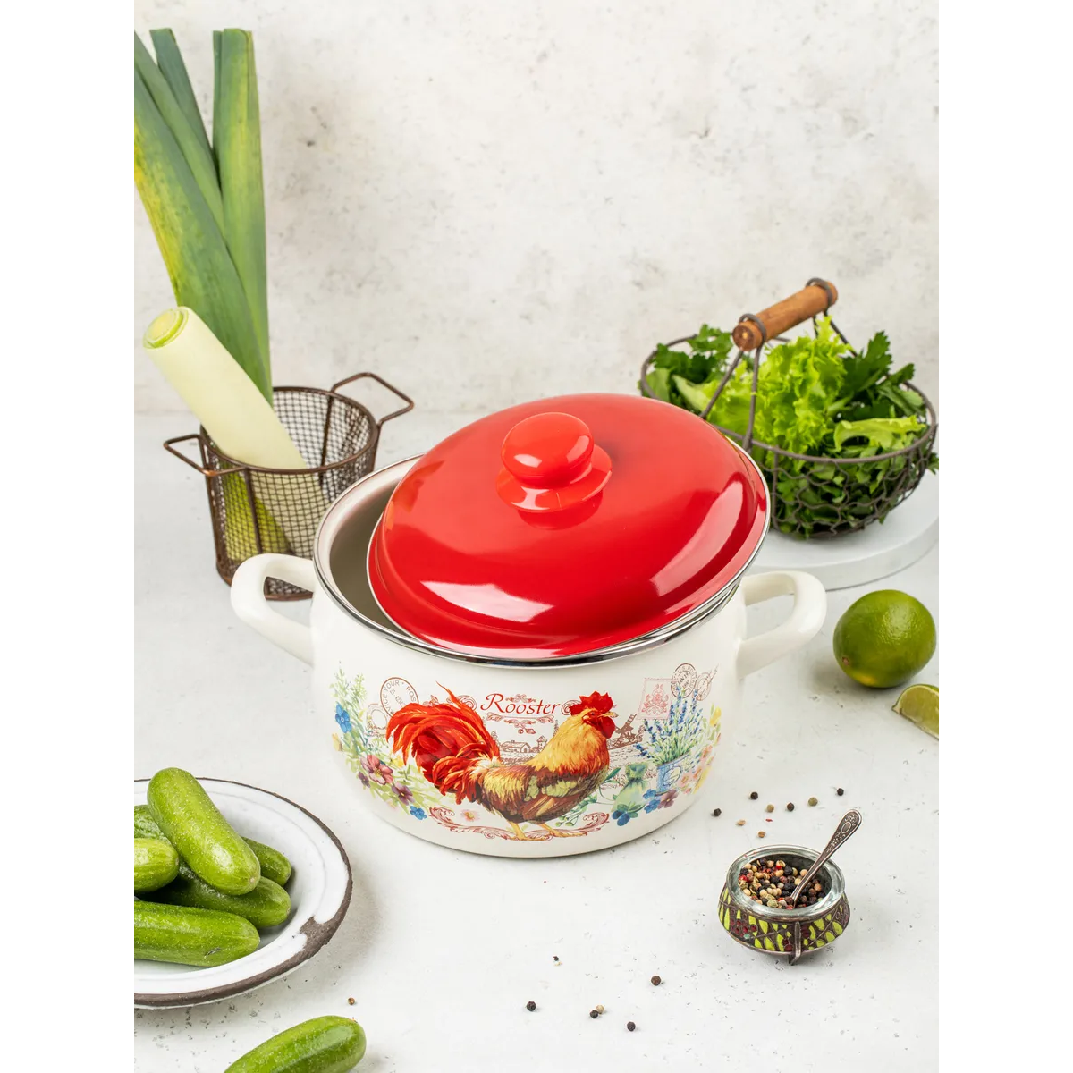 Кастрюля эмалированная Metrot Золотой Петушок 3 л 7380