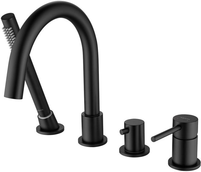 Смеситель на борт ванны Aquanet Европа на 4 отверстия матовый черный AQ1348MB