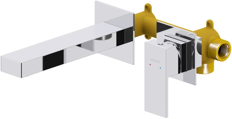 Смеситель для раковины Aquanet Либра настенный встраиваемый (внешняя и скрытая часть) AQ1613CR