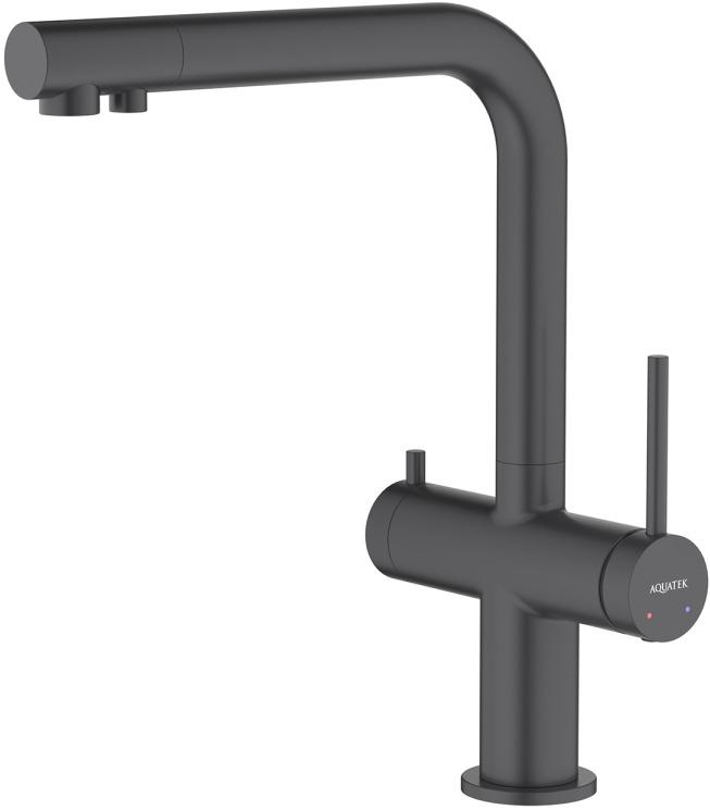 Смеситель для кухни Aquanet Европа под фильтр матовый черный AQ1385MB
