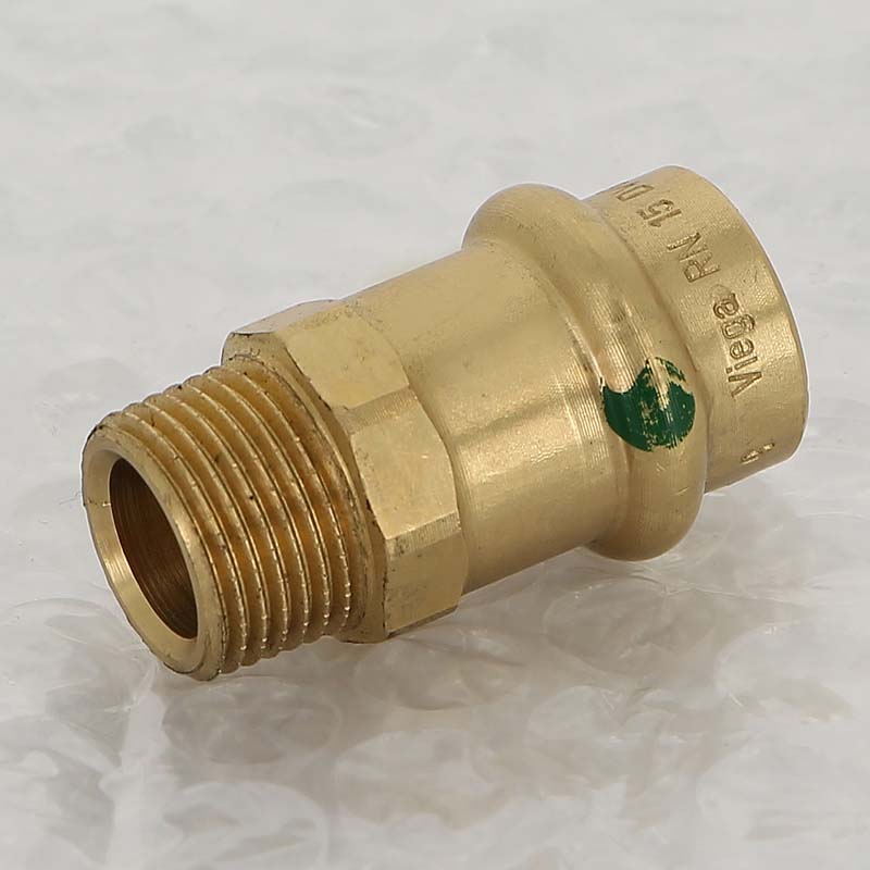 Муфта пресс с наружной резьбой Viega Sanpress 15 мм х 3/8 бронза 297985