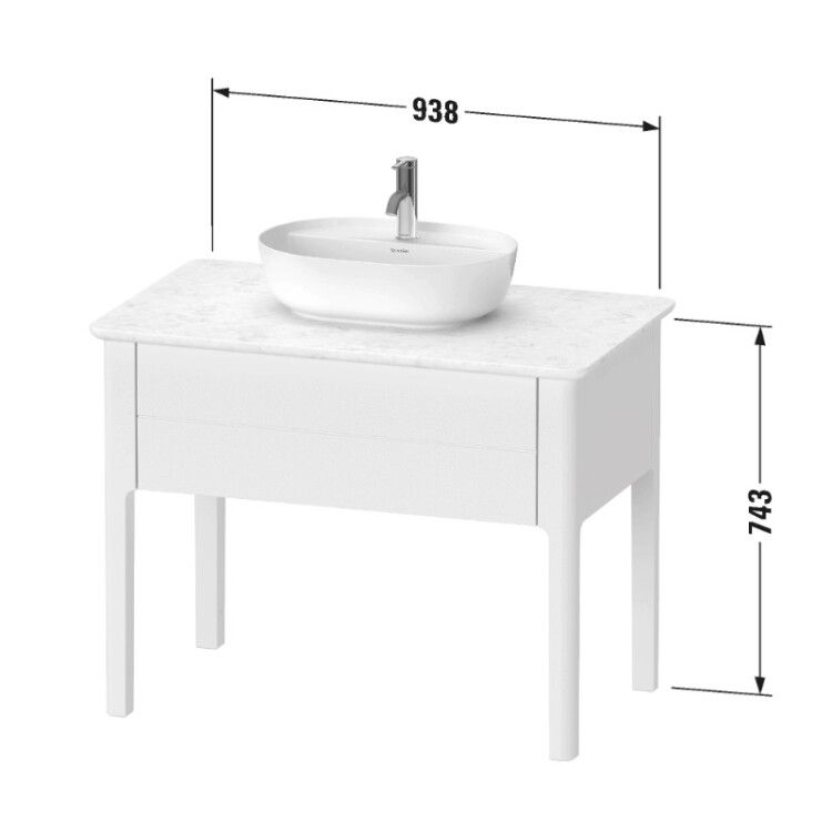 Тумба под раковину Duravit Luv 938x570x743 мм напольная темно-синий шелковисто-матовый LU956409898