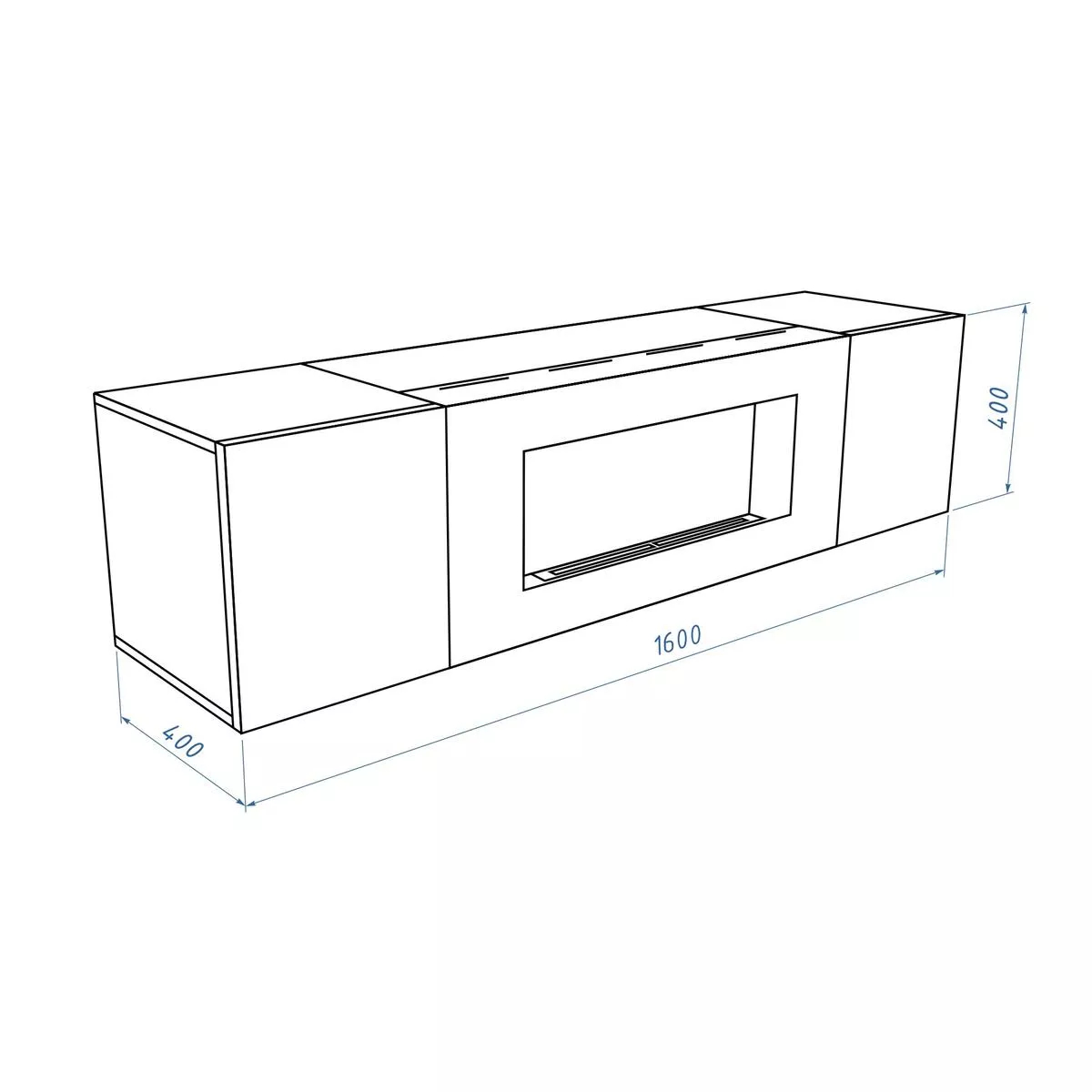 Тумба ТВ с биокамином Firelight BFP-P1600 белая 17986