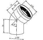 Отвод дымохода Buderus DN80 45° 7736995106