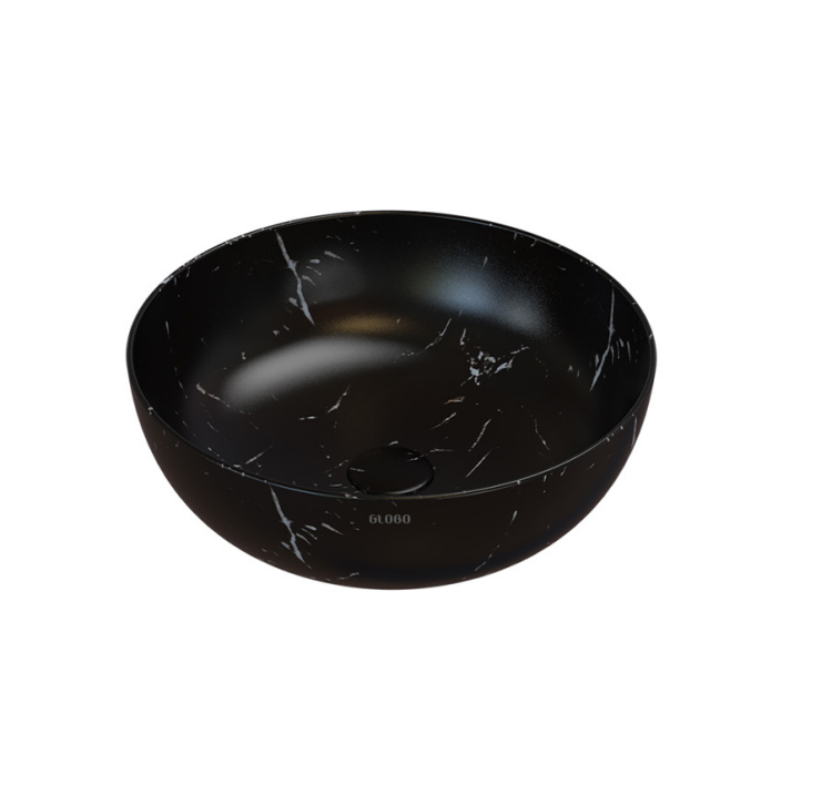 Раковина Globo T-EDGE 450x450 мм подвесная без отверстий для смесителя цвет Portoro Nero B6T45PN