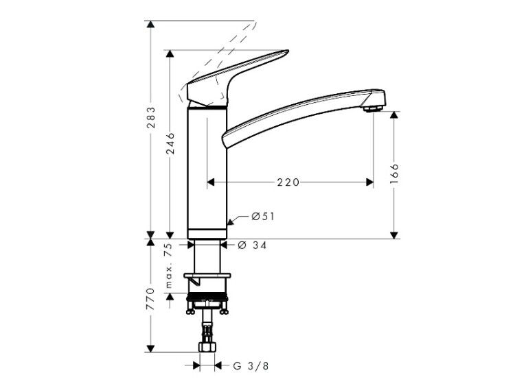 Смеситель для кухни Hansgrohe Logis M31 для установки перед окном, цвет хром 71833000