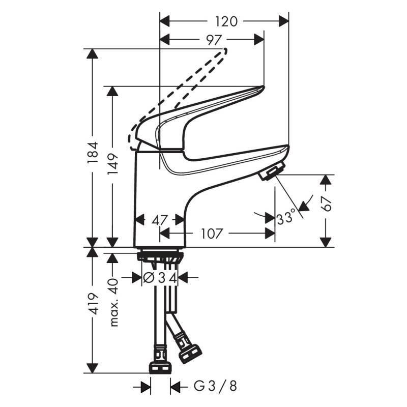 Смеситель для раковины hansgrohe Novus 70 однорычажный без сливного гарнитура хром 71021000