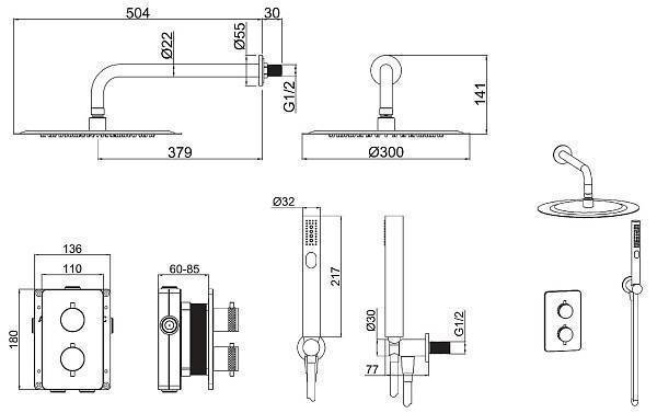Душевой комплект Allen Brau Priority с внутренней частью никель браш 5.31013-BN