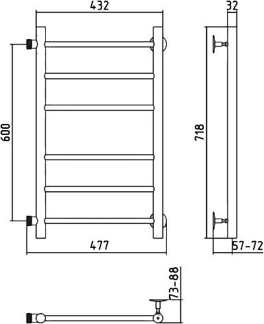 Полотенцесушитель водяной Стилье Версия-Б 40x60 см без покрытия 00610-6040