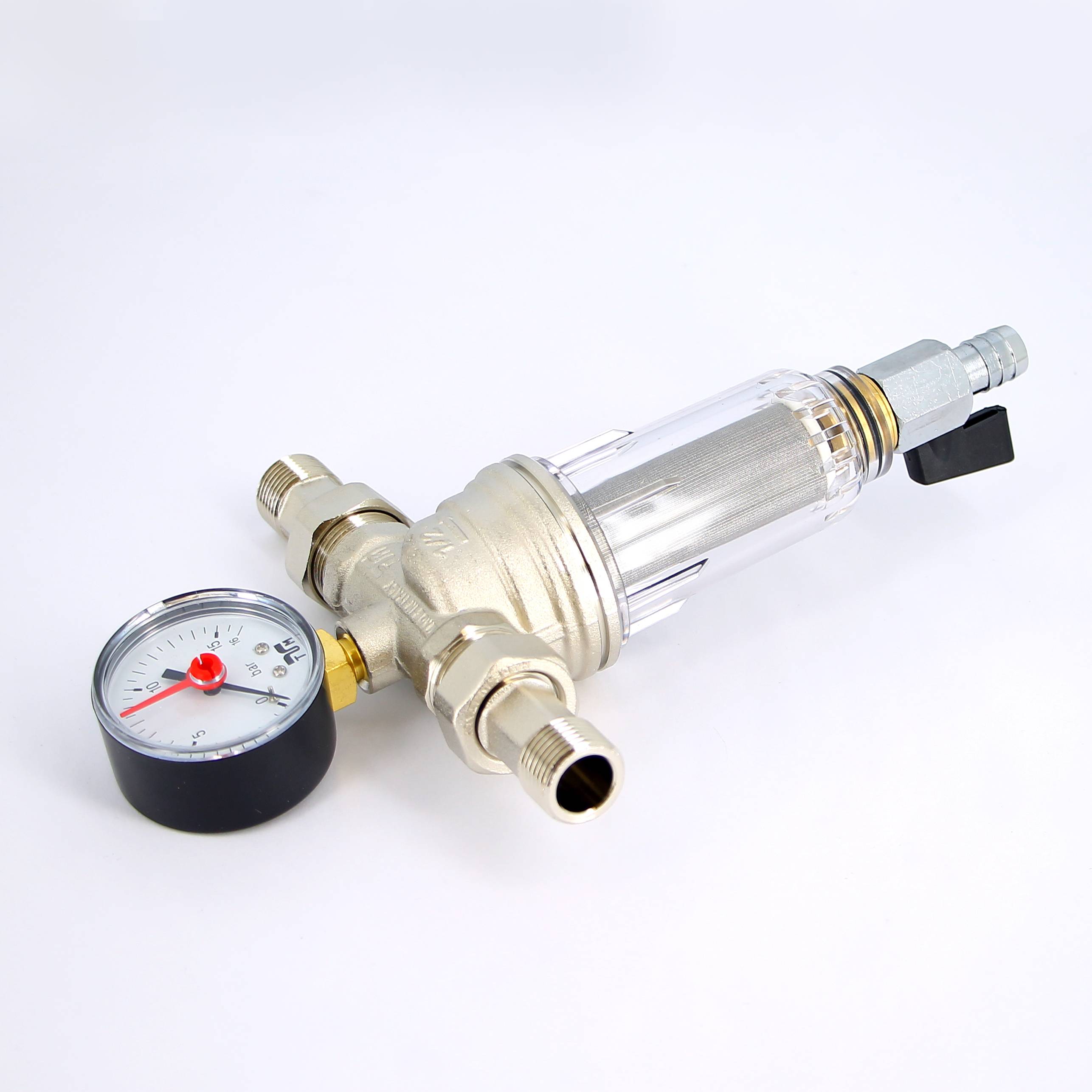 Фильтр промывной с манометром Tiemme 1/2 пластиковая колба 3130002