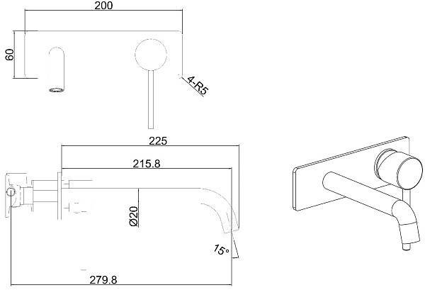 Смеситель для раковины Allen Brau Glority с внутренней частью черный матовый 5.51004-31