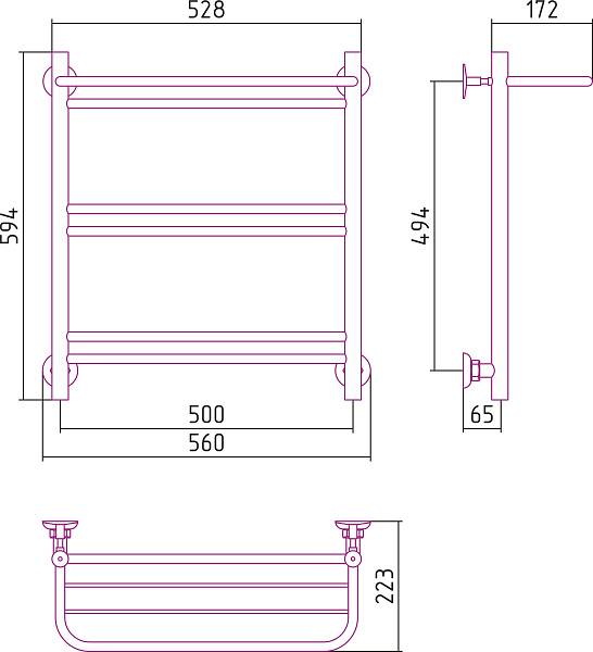 Полотенцесушитель водяной Стилье Версия-Н1 50x60 см белый 12621-6050