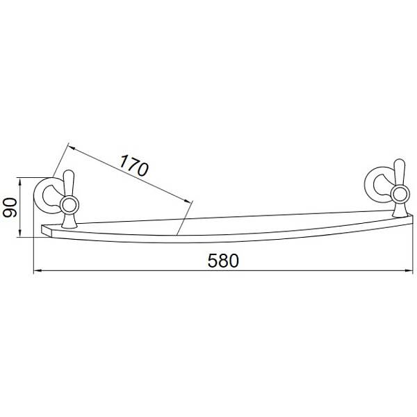 Полка стеклянная подвесная Boheme Chiaro 58 см золото 10507