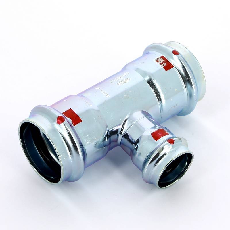 Тройник пресс Viega Prestabo оцинкованная сталь 42х28х42 мм 558796