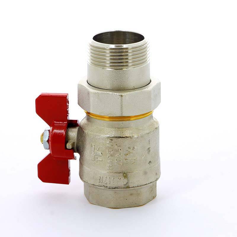 Кран шаровой Tiemme НВ с разъемным соединением для коллектора бабочка 1 1/4 2120004