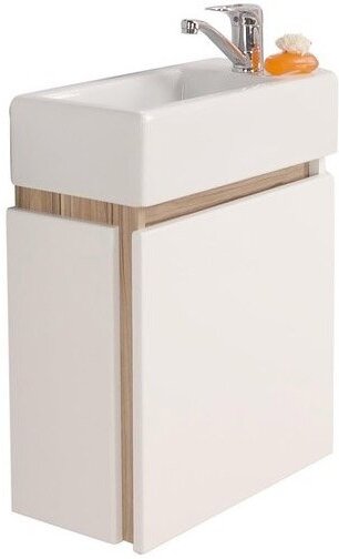 Комплект мебели для ванной AQUATON Эклипс М 65 тумба подвесная эбони светлый левая и раковина Эрис 1A1728K1EK49L