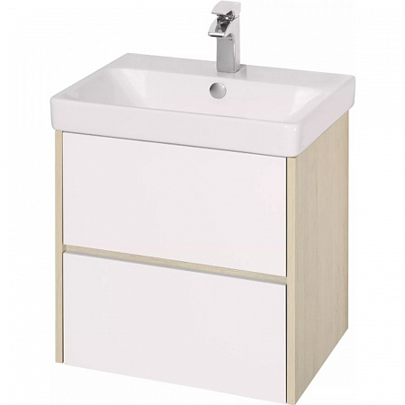 Комплект AQUATON Сканди 55 тумба Белый / Дуб Верона, раковина Адриана 55 1A2517K0SDB20