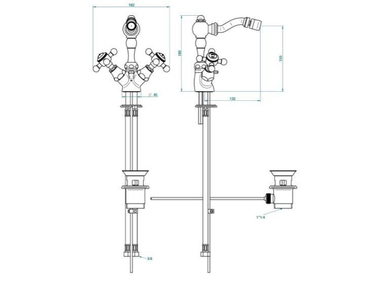 Смеситель для биде THG 1900 никель G25B013202
