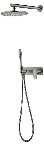 Смеситель встраиваемый для душа с верхним душем Boheme Spectre gun metal 454-GM