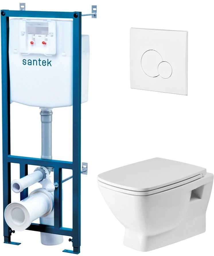 Комплект инсталляция с подвесным унитазом Santek Нео Rimless белая панель 1.WH50.1.758