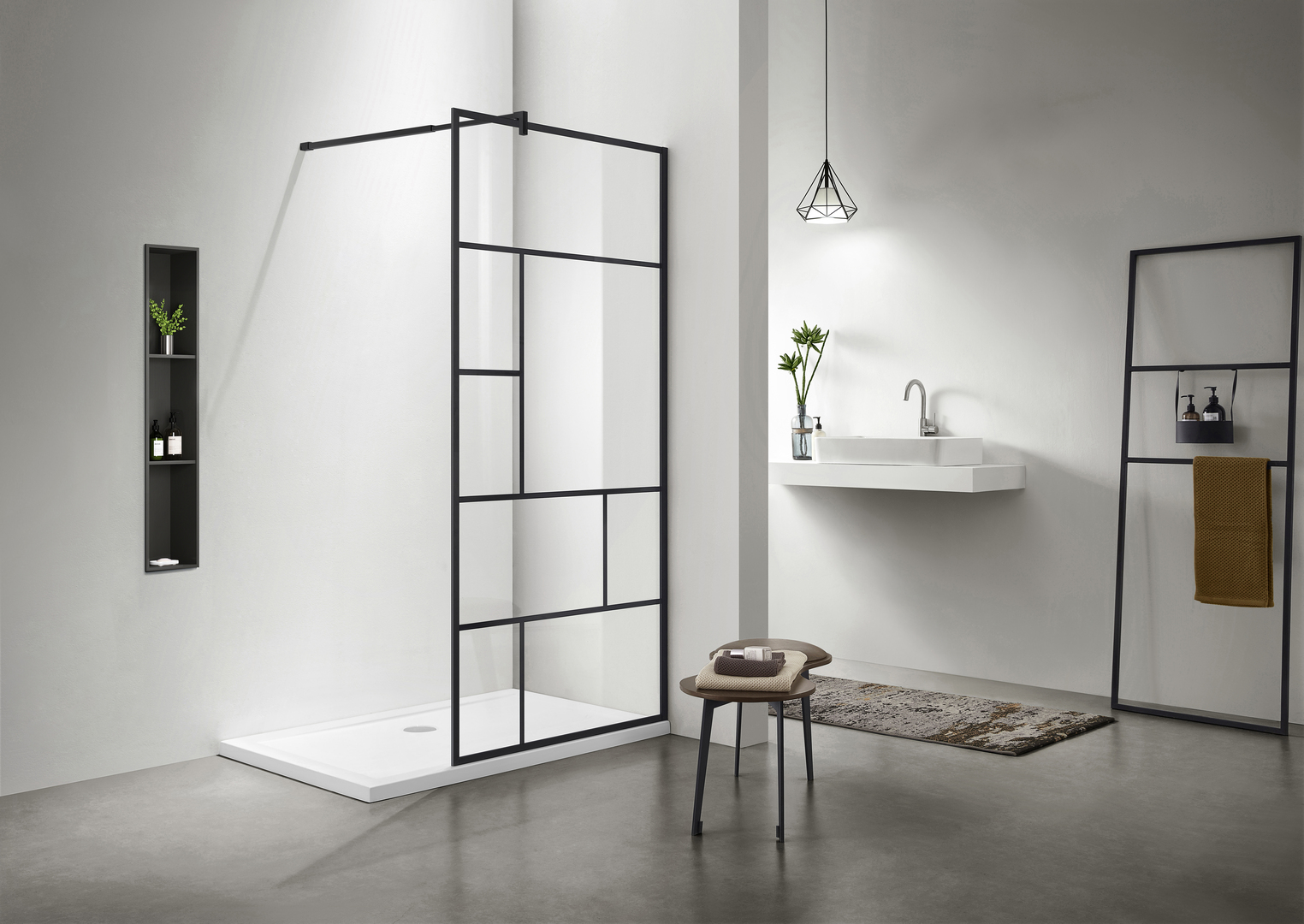 Душевая перегородка Walk-in Aquanet WIW Print 1000x2000 мм черный профиль WIW Print 10020BL