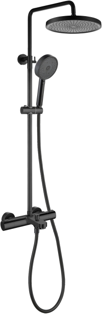 Душевая система с термостатом и смесителем для ванны Aquanet Вега 3jet 260 мм матовый черный AQ2043MB