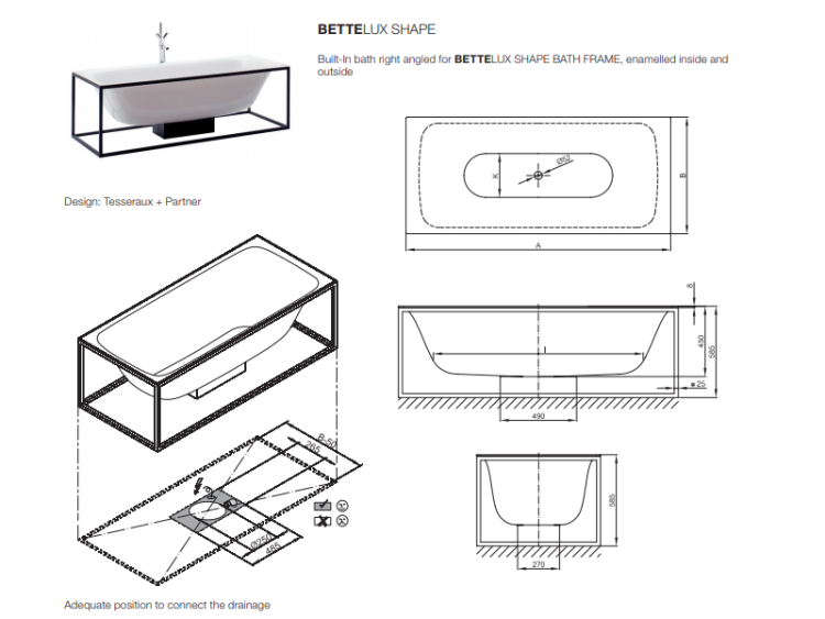 Ванна Bette BetteLux Shape 1800x800x450 мм отдельностоящая BetteGlasur® Plus черный 3452056PLUS