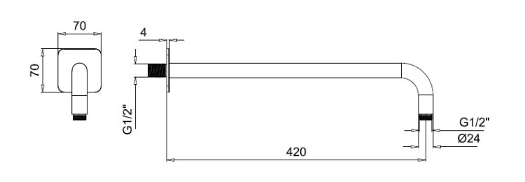 Держатель верхнего душа Almar Shower Arms настенный 420 мм High Brass Brushed PVD E021117.HB