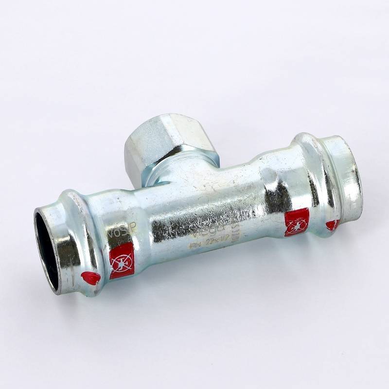 Тройник пресс-ВР оцинкованная сталь Viega Prestabo 22х1/2х22 мм 558901