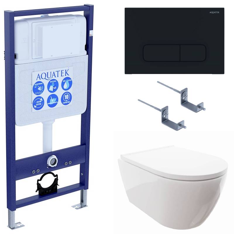 Комплект инсталляции 4 в 1 Aquatek Поларис (рама Standard, унитаз AQ0700-00, сиденье soft-close, панель KDI-0000017) ПОЛАРИС-017