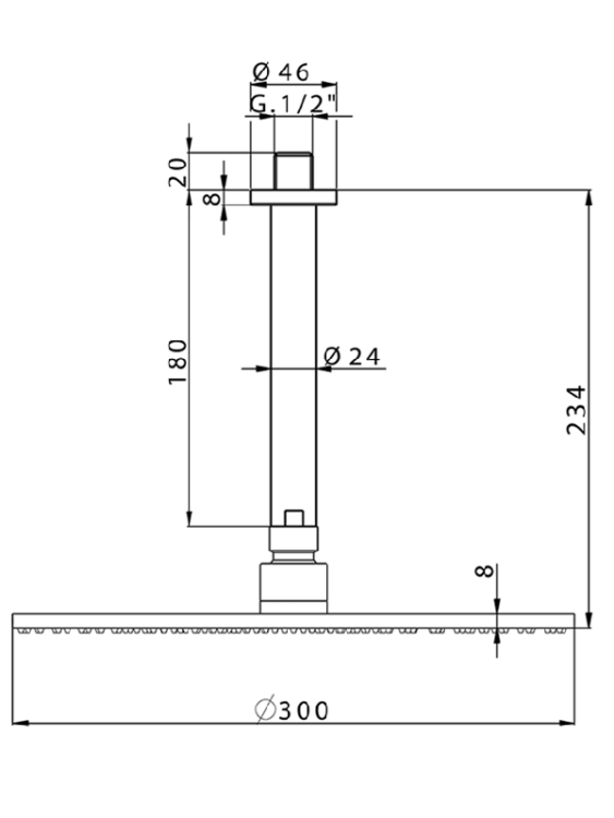 Верхний душ Cisal Shower 300 мм с потолочным держателем, хром DS01370021